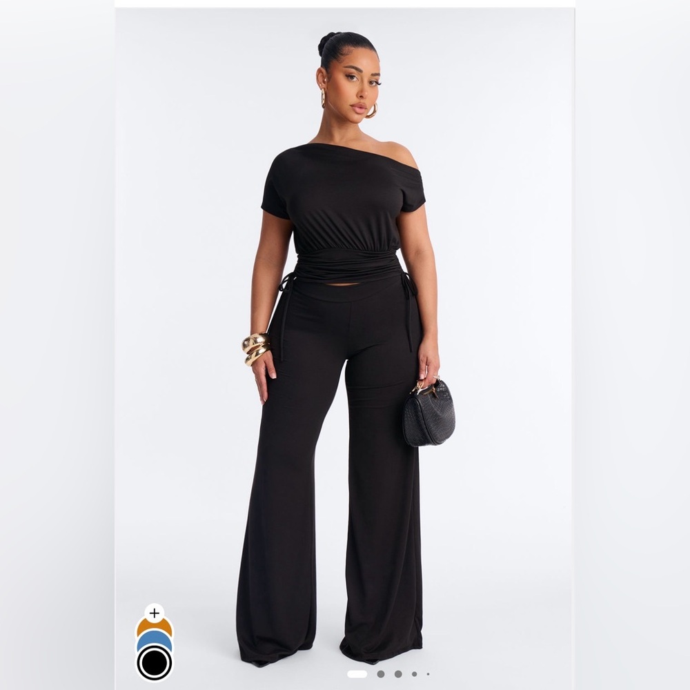Chic Black Off Shoulder Two Piece Set